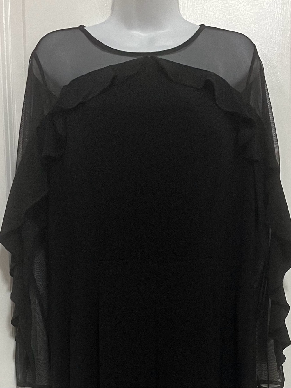 R&M Richards Black Illusion Ruffle Jumpsuit 14P - Picture 7 of 13